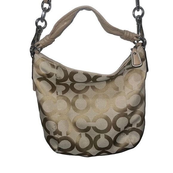 Coach Gold Monogram C Shoulder Bag Large 13” X 12 1/2” Never Used. Authentic - Picture 6 of 10